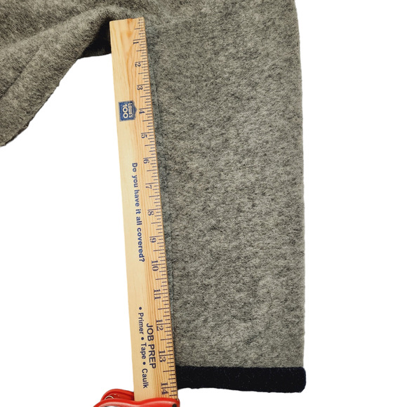 J Crew Boiled Wool Coat Jacket S Women Gray Navy Blue Trim Open Front Lined - Picture 13 of 13